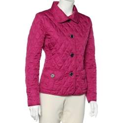 مملوكة مسبقًا Burberry Brit Fuschia Pink Diamond Quilted Jacket L 