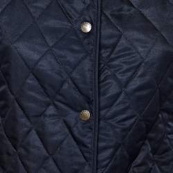 Pre Owned Burberry Vintage Navy Blue Quilted Sleeveless Button Front Jacket M