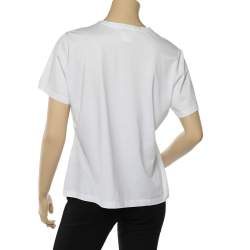 Pre Owned Burberry White Check Printed Cotton Round Neck T-Shirt L