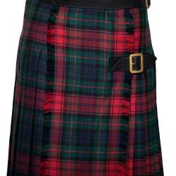 Pre Owned Burberry Multicolor Checkered Wool Buckle & Slit Detailed Pleated Skirt M
