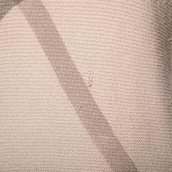 Pre Owned Burberry Brit Beige Housecheck Knit Crew Neck Short Sleeve Top M
