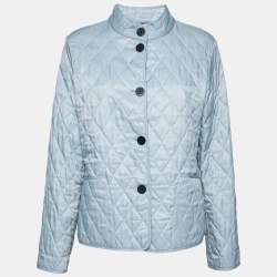 مملوكة مسبقًا Burberry Blue Quilted Synthetic Button Front Jacket M
