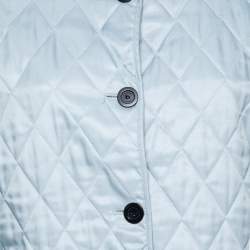 مملوكة مسبقًا Burberry Blue Quilted Synthetic Button Front Jacket M