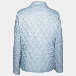 مملوكة مسبقًا Burberry Blue Quilted Synthetic Button Front Jacket M