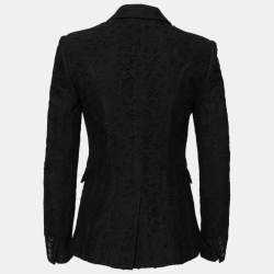 Burberry Black Floral Lace Long Sleeve Blazer S