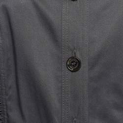 Pre Owned Burberry Grey Cotton Short Sleeve Button Front Shirt Dress M