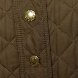 Pre Owned Burberry Brit Green Synthetic Quilted Button Front Jacket M