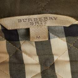 Pre Owned Burberry Brit Green Synthetic Quilted Button Front Jacket M