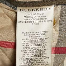 Pre Owned Burberry Brit Green Synthetic Quilted Button Front Jacket M