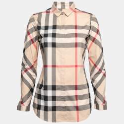مملوكة مسبقًا Burberry Beige Nova Check Cotton Button Front Shirt S