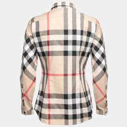 مملوكة مسبقًا Burberry Beige Nova Check Cotton Button Front Shirt S