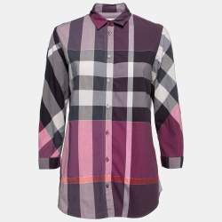 Burberry Purple Nova Check Cotton Button Front Shirt M