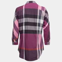 Burberry Purple Nova Check Cotton Button Front Shirt M