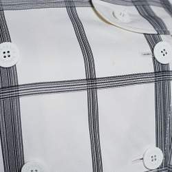 Pre Owned Burberry White Check Cotton Double Breasted Trench Coat M