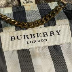 Pre Owned جاكيت بربري جلد ميتالك ذهبي بسحاب أمامي مقاس وسط ( ميديوم )