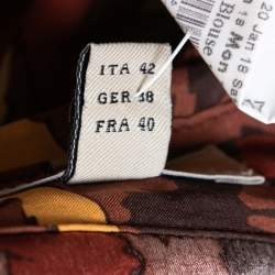 Burberry Brown Leaves Print Silk Button Front Blouse M