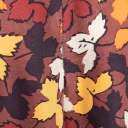 Burberry Brown Leaves Print Silk Button Front Blouse M