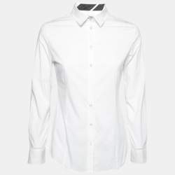 Pre Owned Burberry White Cotton Button Front Shirt S