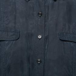 Pre Owned  Burberry Brit Navy Blue Belted Cotton Shirt Dress S