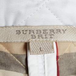 Pre Owned Burberry Brit White Quilted Button Front Jacket L 