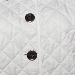 Pre Owned Burberry Brit White Quilted Button Front Jacket L 