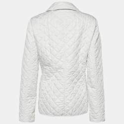 Pre Owned Burberry Brit White Quilted Button Front Jacket L 