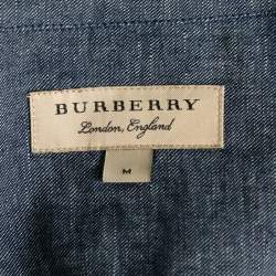 Pre Owned Burberry Blue Denim Pocketed Button Front Shirt M
