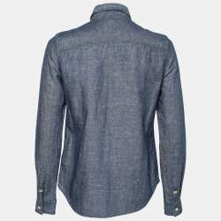 Pre Owned Burberry Blue Denim Pocketed Button Front Shirt M