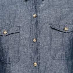 Pre Owned Burberry Blue Denim Pocketed Button Front Shirt M