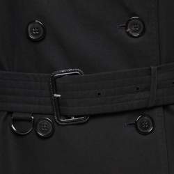 Pre Owned Burberry Black Cotton Double Breasted Belted Trench Coat M