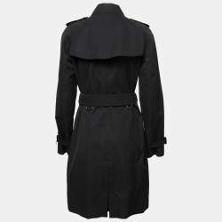 Pre Owned Burberry Black Cotton Double Breasted Belted Trench Coat M