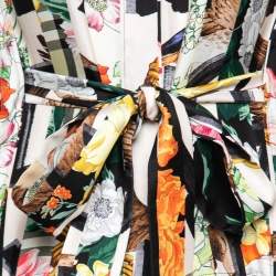 Pre Owned Burberry Multicolor Graffiti Archive Scarf Print Silk Belted Shirt Dress XS