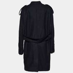 Pre Owned Burberry Black Wool Dawsmere Button Front Coat L