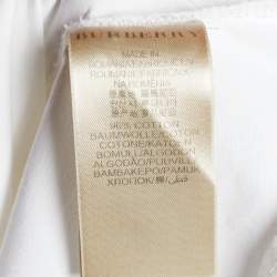 Pre Owned Burberry White Stretch Cotton Gathered Front Slim Fit Shirt M