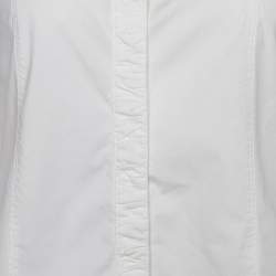 Pre Owned Burberry White Stretch Cotton Gathered Front Slim Fit Shirt M