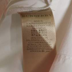 Pre Owned Burberry White Stretch Cotton Gathered Front Slim Fit Shirt M