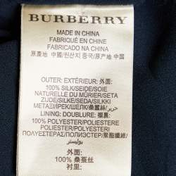Pre Owned Burberry Navy Blue Silk Satin Belted Midi Dress S