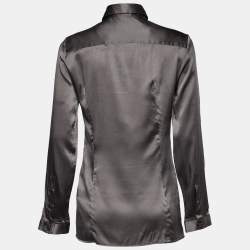 Pre Owned Burberry Grey Silk Satin Button Front Shirt S