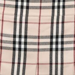Pre Owned Burberry Beige Nova Check Wool Pleated Mini Skirt M 