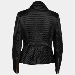 Pre Owned Burberry Black Synthetic Zip-Front Quilted Jacket M