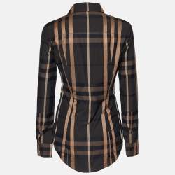Pre Owned Burberry Brown Nova Check Cotton Slim Fit Shirt S