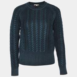 Burberry Brit Prussian Blue Wool & Cotton Cable Knit Sweater S