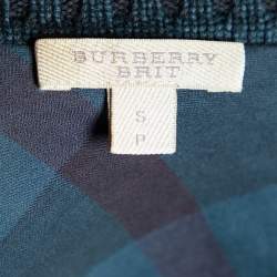 Burberry Brit Prussian Blue Wool & Cotton Cable Knit Sweater S