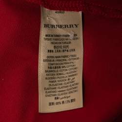 Pre Owned Burberry Red Cotton Polo T-Shirt S