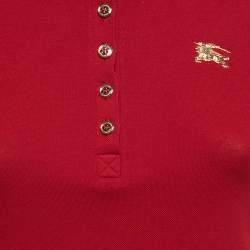 Pre Owned Burberry Red Cotton Polo T-Shirt S