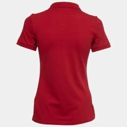 Pre Owned Burberry Red Cotton Polo T-Shirt S