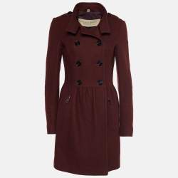 مملوكة مسبقًا Burberry Brit Burgundy Wool Double Breasted Peplum Coat S