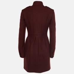 مملوكة مسبقًا Burberry Brit Burgundy Wool Double Breasted Peplum Coat S