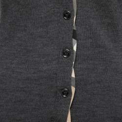 Burberry Charcoal Grey Wool Knit Button Front Cardigan XS