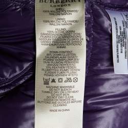 Pre Owned Burberry Purple Synthetic Quilted Puffer Jacket M